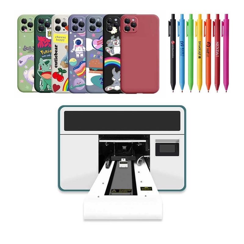 Kulit Ukuran A3 UV Hybrid Printer UV Flatbed Inkjet Printer Mesin Pencetakan 3D