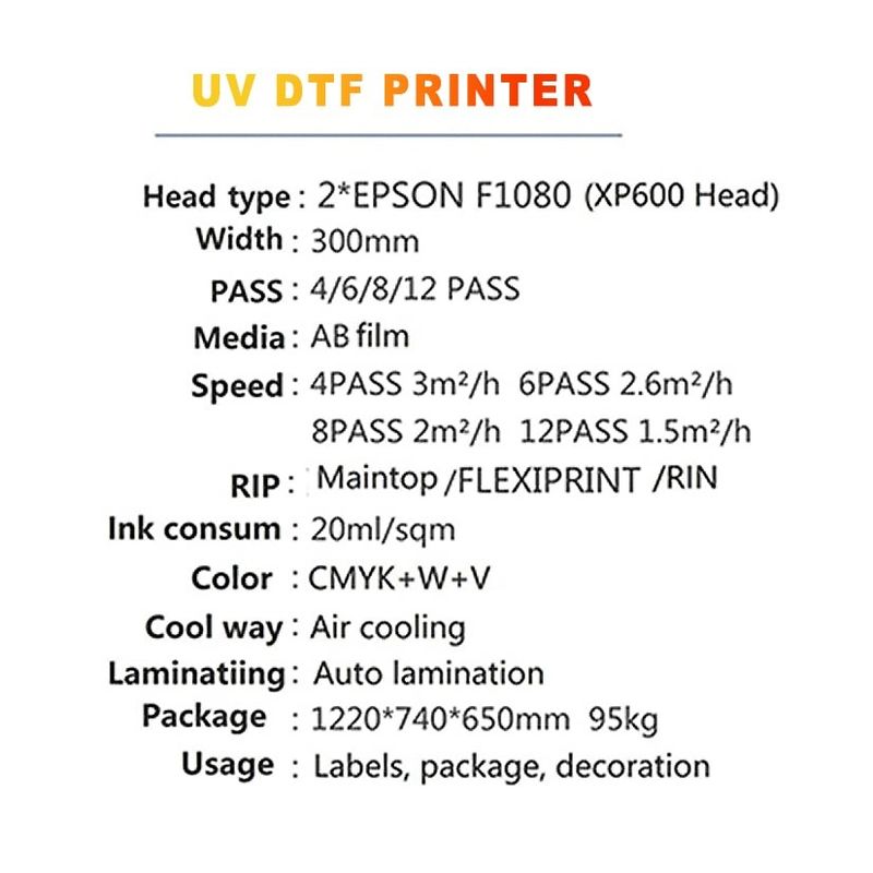 Printer UV DTF Resolusi Tinggi Mesin UV DTF 300mm Untuk Botol Plastik Akrilik