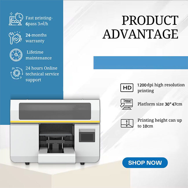 8 Channel Printhead Digital UV Flatbed Printer untuk Akrilik Metal Gloss Plastic Material Printing
