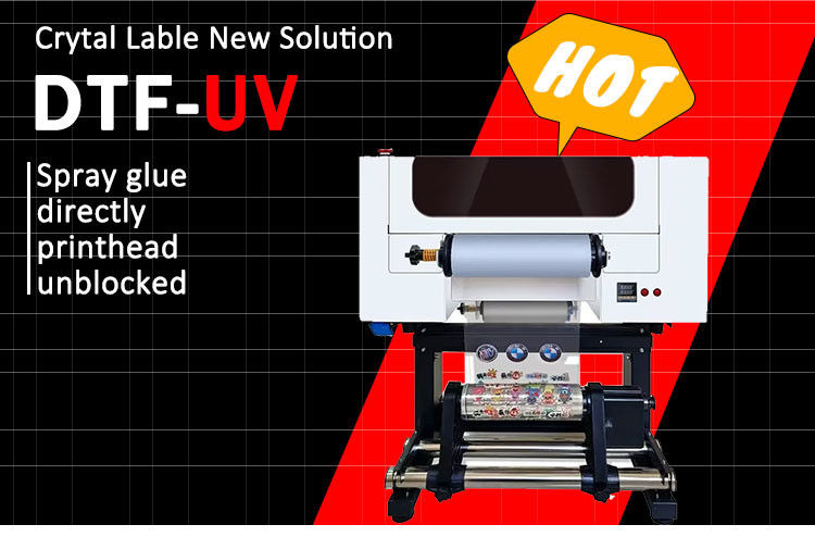 A3 UV DTF Printer CMYK Putih Varnish Warna DTF UV Printer Logo Pencetakan Mesin DTF UV