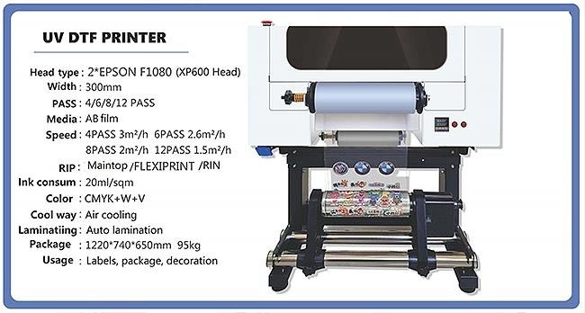 Printer UV DTF 30CM dengan Dua Kepala A3 UV DTF untuk Botol Plastik Akrilik