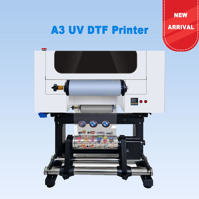A3 UV DTF Printer Logo Pencetakan 30CM Roll to Roll UV DTF Printer Dengan Laminasi untuk Stiker