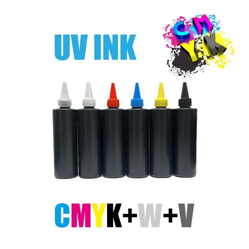 CMYK+W+V UV DTF Ink UV DTF Glue Ink dan Varnish UV DTF Printer Printing Ink