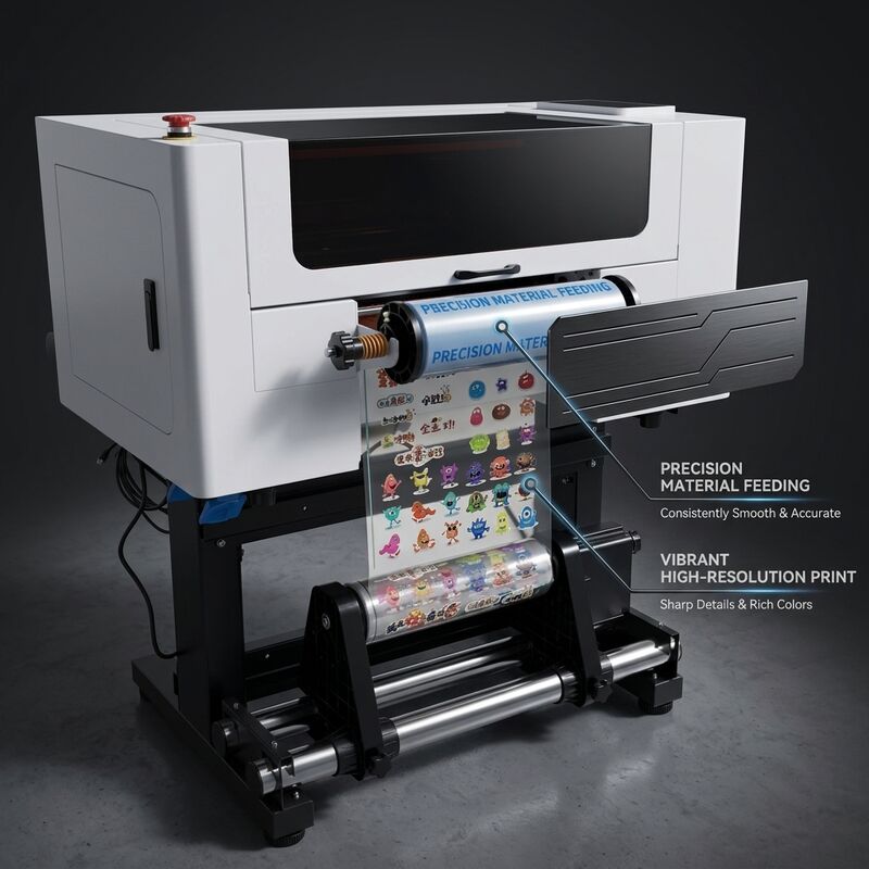 CMYK White Varnish UV DTF Printer Mesin Pencetak Logo A3 Untuk Dekorasi Label