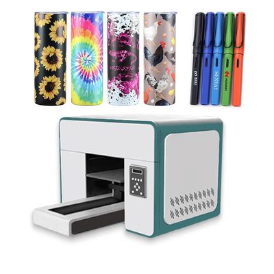Cup Cylinder UV A3 Printer A3 Desktop kecil UV Flatbed Printer Botol akrilik